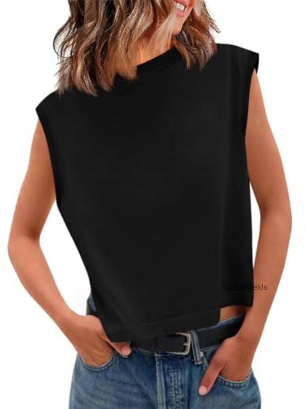 Cropped Cap Sleeve Tank Top Women's Summer Casual Tee